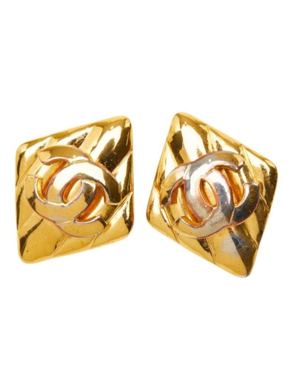 Chanel 97P CC Logo Vintage Earrings Gold Plated